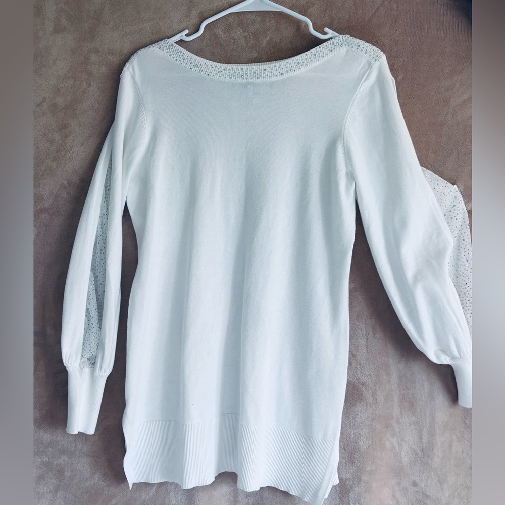 Cable and Gauge winter White Knit Sweater Sz Large